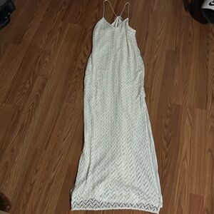 Guess White Maxi Chevron Knit Sleeveless Dress Beach Resort-wear Wedding Size XS